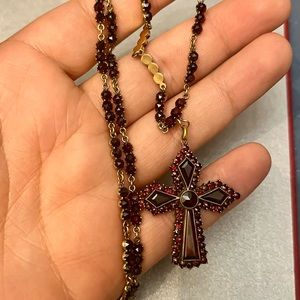 Antique garnet 9kt necklace necklace with cross